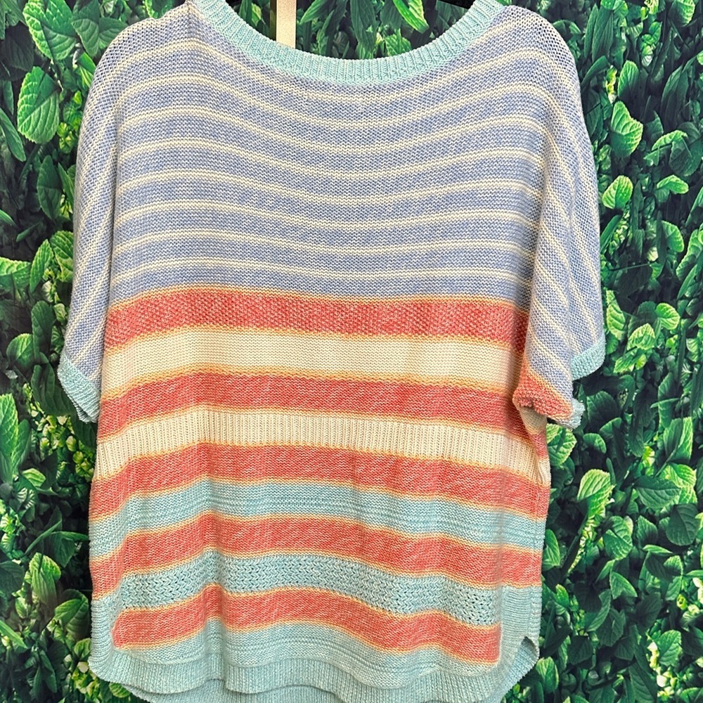 Chaps Women's Multicolor Striped Short Sleeve sweater XL - Picture 3 of 3